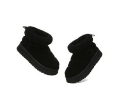 UGG EVERAU Payton Sheepskin Ankle Boots Women Drawstring Platform Winter Shoes -Shoe Store PF0A9211