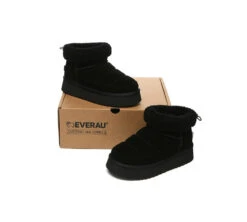 UGG EVERAU Payton Sheepskin Ankle Boots Women Drawstring Platform Winter Shoes -Shoe Store PF0A9213