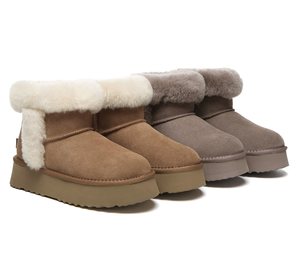 UGG Boots Women Sheepskin Wool Shearling Lined Mini Platform Kazzi 3 UGG Boots Women Sheepskin Wool Shearling Lined Mini Platform Kazzi