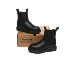 Women Leather Sheepskin Wool Black Chunky Boots Vaneta 10 Women Leather Sheepskin Wool Black Chunky Boots Vaneta -Shoe Store PF0A9468