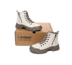 Women Leather Lace Up Zipper Chunky Boots Lorrin 18 Women Leather Lace Up Zipper Chunky Boots Lorrin -Shoe Store PF0A9531