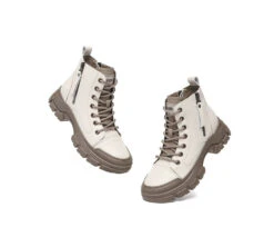 Women Leather Lace Up Zipper Chunky Boots Lorrin 19 Women Leather Lace Up Zipper Chunky Boots Lorrin -Shoe Store PF0A9533