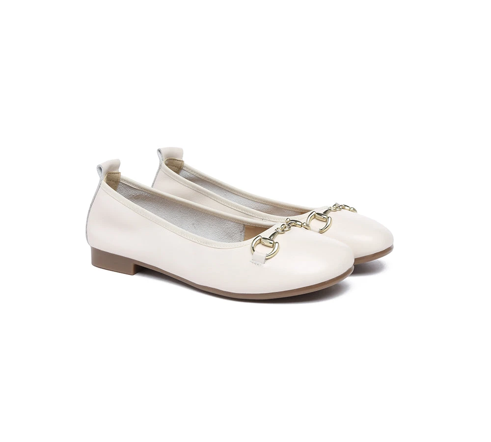 Women Leather Round Toe Metal Buckle Ultra Soft Ballet Flats Blake 4 Women Leather Round Toe Metal Buckle Ultra Soft Ballet Flats Blake - Image 2