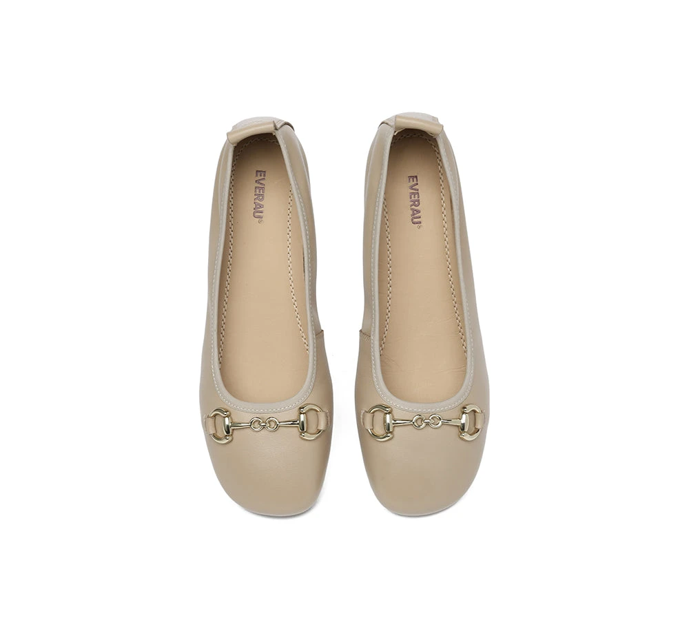 Women Leather Round Toe Metal Buckle Ultra Soft Ballet Flats Blake 22 Women Leather Round Toe Metal Buckle Ultra Soft Ballet Flats Blake - Image 20