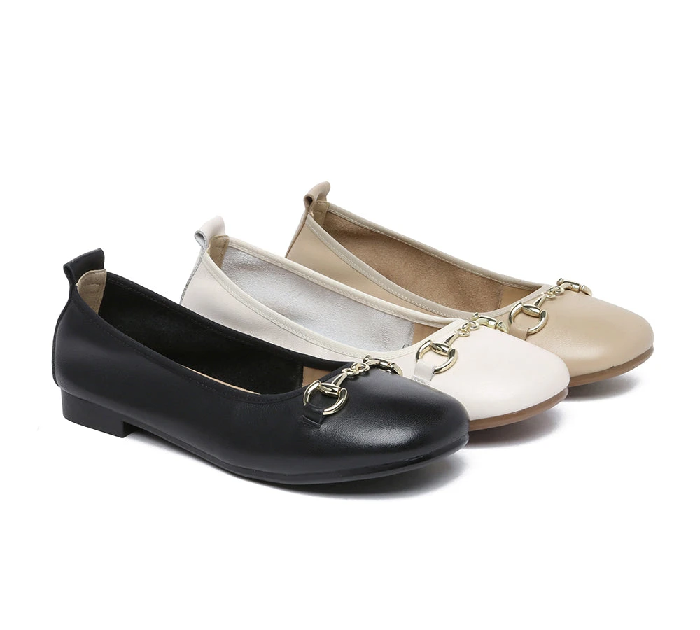 Women Leather Round Toe Metal Buckle Ultra Soft Ballet Flats Blake 3 Women Leather Round Toe Metal Buckle Ultra Soft Ballet Flats Blake