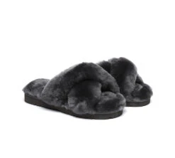 UGG Fluffy Slides Women Sheepskin Wool Crossover Sandals Leanna 36 UGG Fluffy Slides Women Sheepskin Wool Crossover Sandals Leanna -Shoe Store PF0A9887