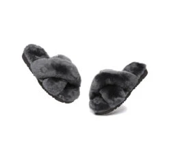 UGG Fluffy Slides Women Sheepskin Wool Crossover Sandals Leanna 39 UGG Fluffy Slides Women Sheepskin Wool Crossover Sandals Leanna -Shoe Store PF0A9895