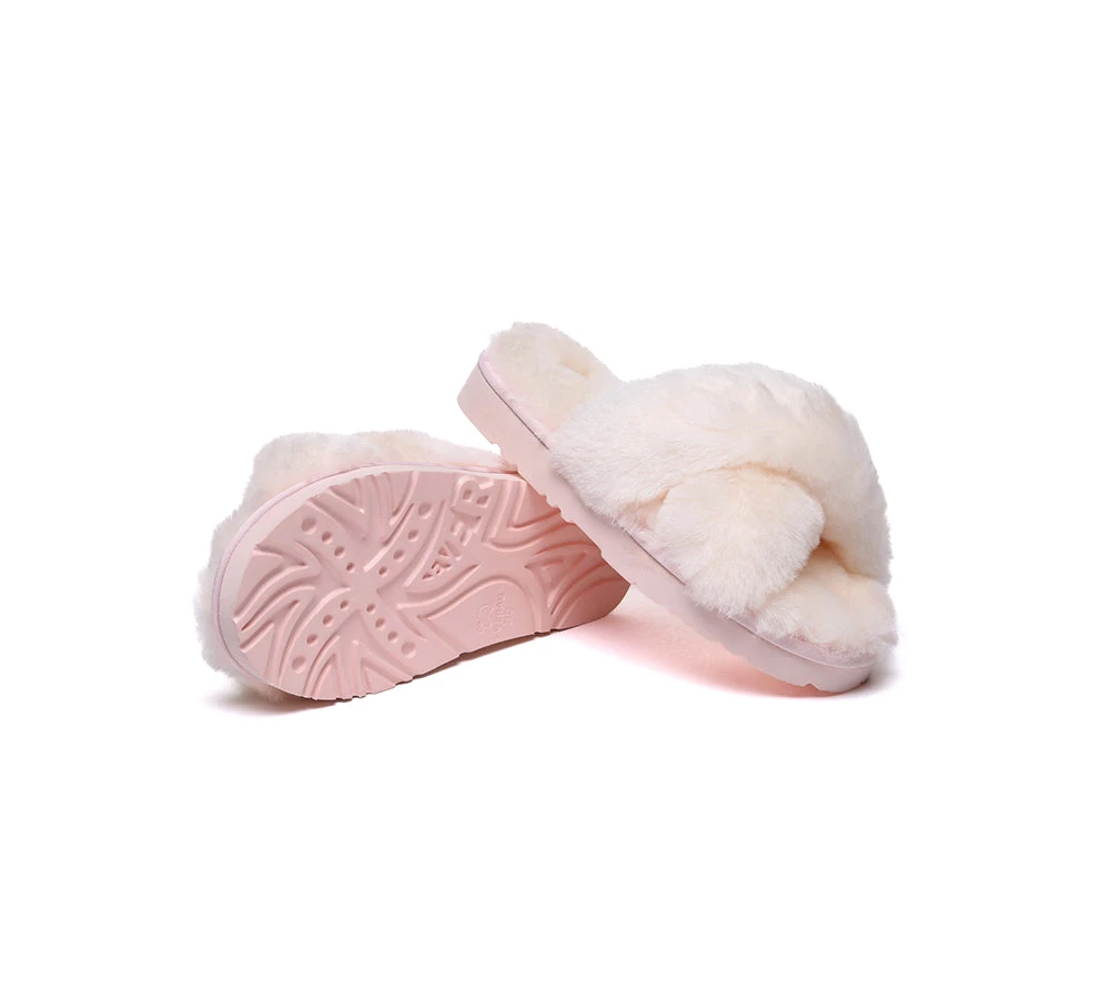 UGG Fluffy Slides Women Sheepskin Wool Crossover Sandals Leanna 12 UGG Fluffy Slides Women Sheepskin Wool Crossover Sandals Leanna - Image 10