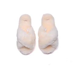 UGG Fluffy Slides Women Sheepskin Wool Crossover Sandals Leanna 34 UGG Fluffy Slides Women Sheepskin Wool Crossover Sandals Leanna -Shoe Store PF0A9976