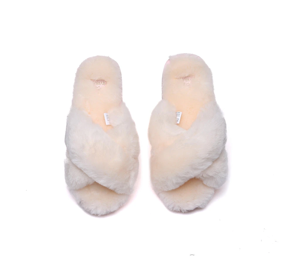 UGG Fluffy Slides Women Sheepskin Wool Crossover Sandals Leanna 15 UGG Fluffy Slides Women Sheepskin Wool Crossover Sandals Leanna - Image 13