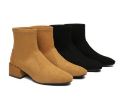 Women Ankle Sock Microsuede Boots Block Heels Kenia