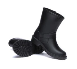 Black Rainboots, Women Gumboots Mid Calf With Wool Insole 15 Black Rainboots, Women Gumboots Mid Calf With Wool Insole -Shoe Store fashion boots black rainboots gumboots women mid calf with wool insole 6