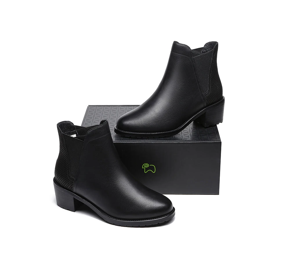 Women Leather Heels Boots Chelsea 11 Women Leather Heels Boots Chelsea - Image 9
