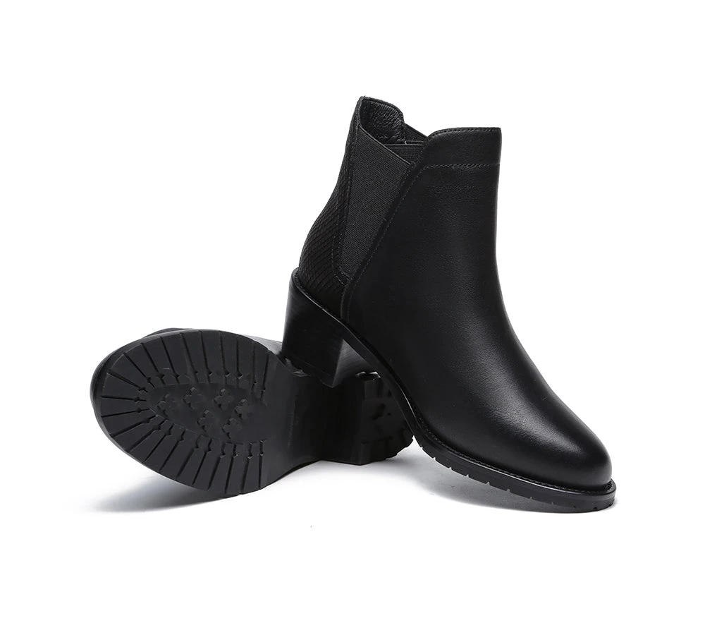 Women Leather Heels Boots Chelsea 13 Women Leather Heels Boots Chelsea - Image 11