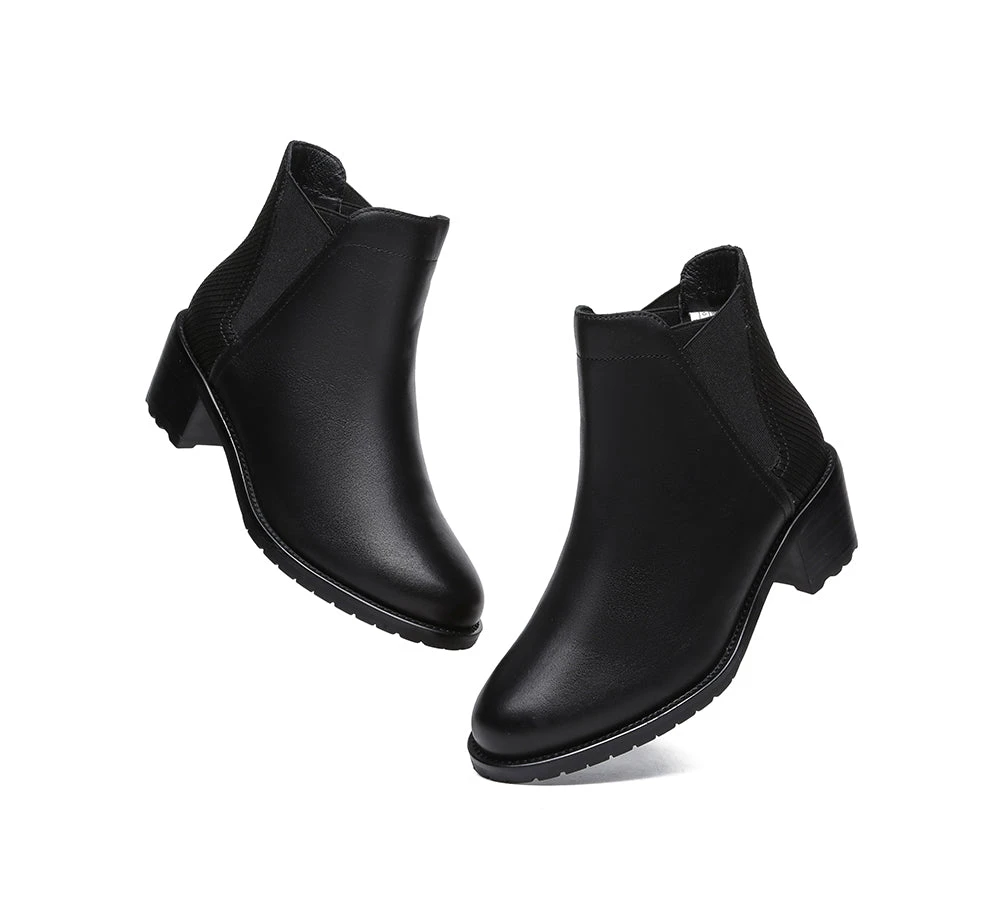 Women Leather Heels Boots Chelsea 14 Women Leather Heels Boots Chelsea - Image 12