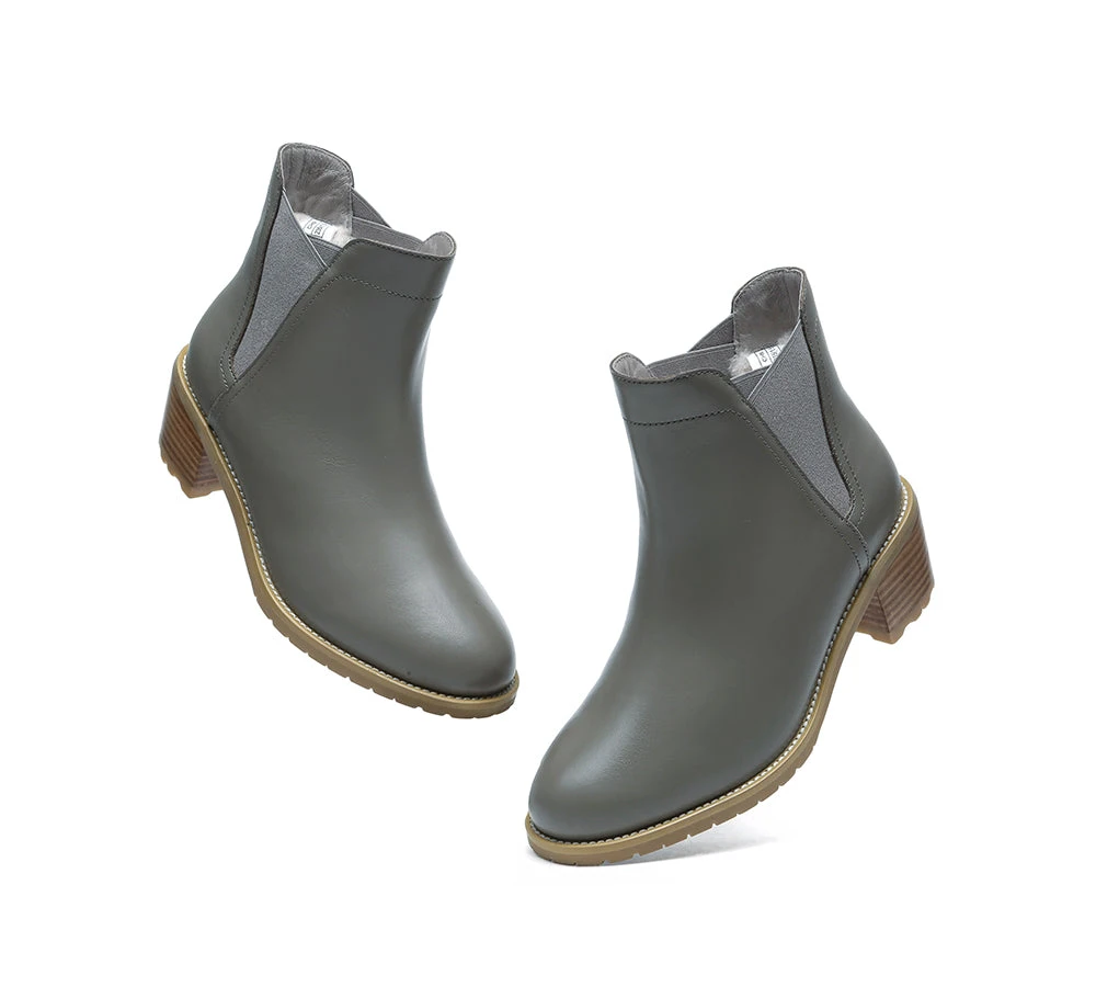 Women Leather Heels Boots Chelsea 7 Women Leather Heels Boots Chelsea - Image 5