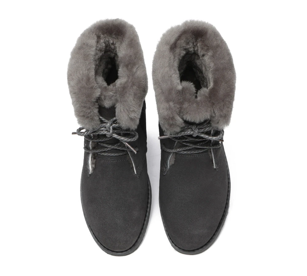 Women Lace Up Ankle Fashion Sheepskin Boots Bonnie 11 Women Lace Up Ankle Fashion Sheepskin Boots Bonnie - Image 9