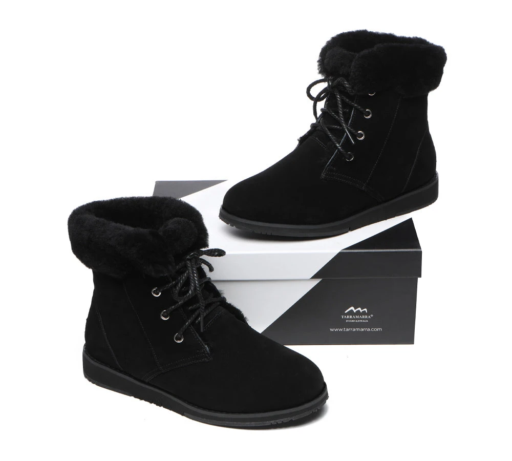 Women Lace Up Ankle Fashion Sheepskin Boots Bonnie 14 Women Lace Up Ankle Fashion Sheepskin Boots Bonnie - Image 12