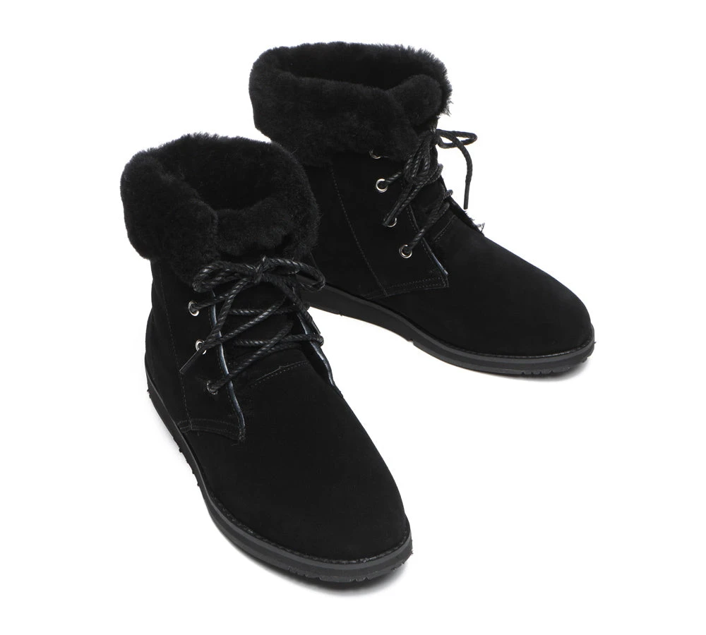 Women Lace Up Ankle Fashion Sheepskin Boots Bonnie 16 Women Lace Up Ankle Fashion Sheepskin Boots Bonnie - Image 14