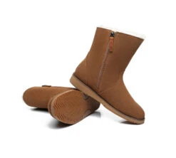 Women Fashion Boots Suede Sheepskin Wool Mid Calf Corina -Shoe Store fashion boots ta corina ugg suede boots women water resistant mid calf 10