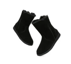 Women Fashion Boots Suede Sheepskin Wool Mid Calf Corina -Shoe Store fashion boots ta corina ugg suede boots women water resistant mid calf 6