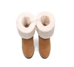 Women Shearling Zippered Heels Fashion Boots Candice -Shoe Store fashion boots ugg boots women shearling heels style candice 5