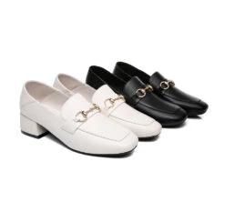 Women Leather Low Block Heels Mia -Shoe Store fashion leather low block heels women mia 2