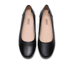 All-Black Leather Women Ballet Flat Fern -Shoe Store flats all black leather women ballet flat fern 5