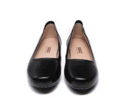 All-Black Leather Women Ballet Flat Fern -Shoe Store flats all black leather women ballet flat fern 6