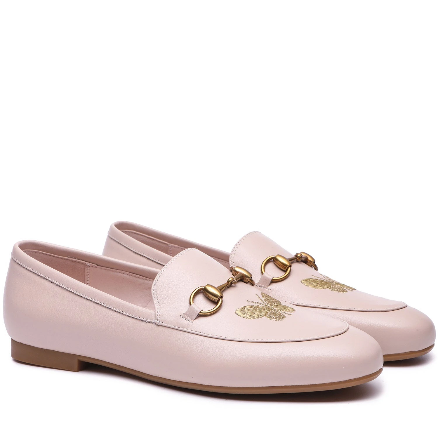 Everau Pink Loafer With Metal Buckle And Butterfly Embroidery 3 Everau Pink Loafer With Metal Buckle And Butterfly Embroidery