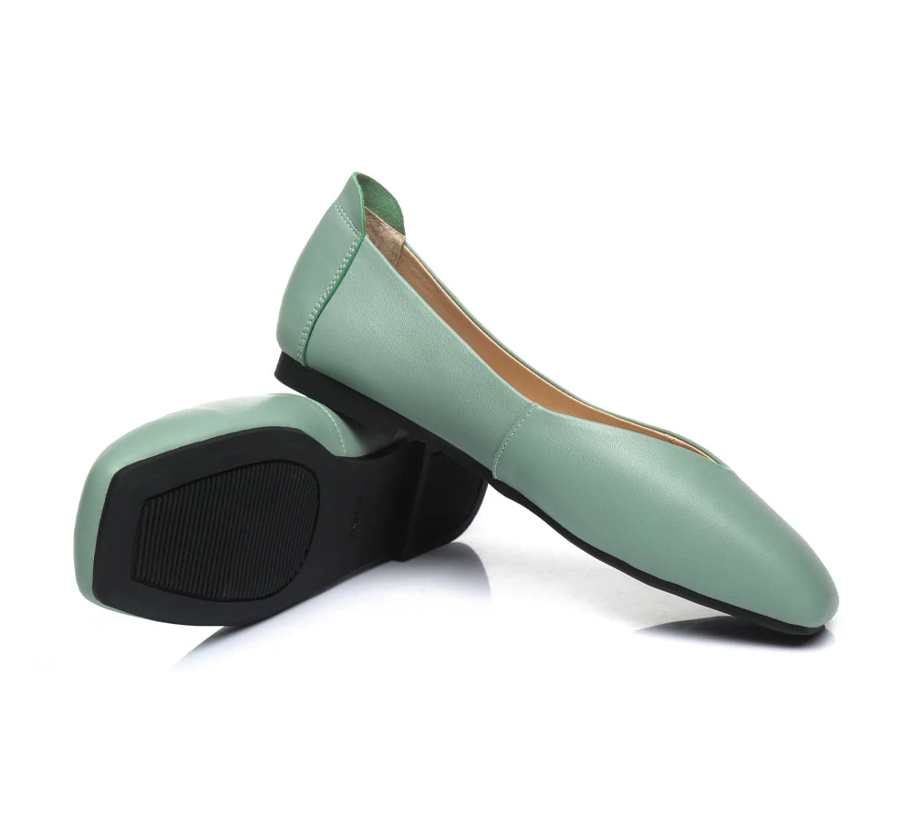 Women Leather Ballet Flats Square Toe Nonslip Linda 6 Women Leather Ballet Flats Square Toe Nonslip Linda - Image 4