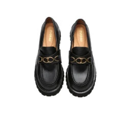 Women Chunky Platform Flats Gold Buckle Casual Loafers Patty -Shoe Store flats women chunky platform flat patty 11