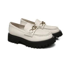 Women Chunky Platform Flats Gold Buckle Casual Loafers Patty -Shoe Store flats women chunky platform flat patty 2