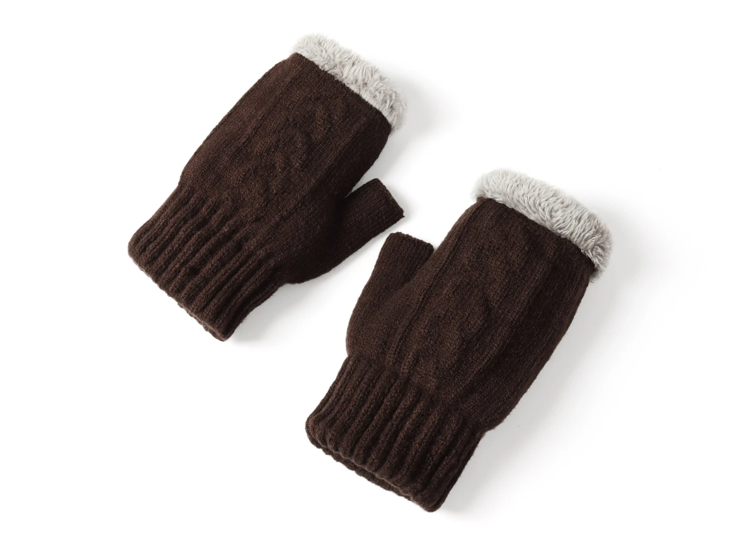 Fingerless Double-layer Ultra Plush Knit Gloves Typing Mittens 13 Fingerless Double-layer Ultra Plush Knit Gloves Typing Mittens - Image 11