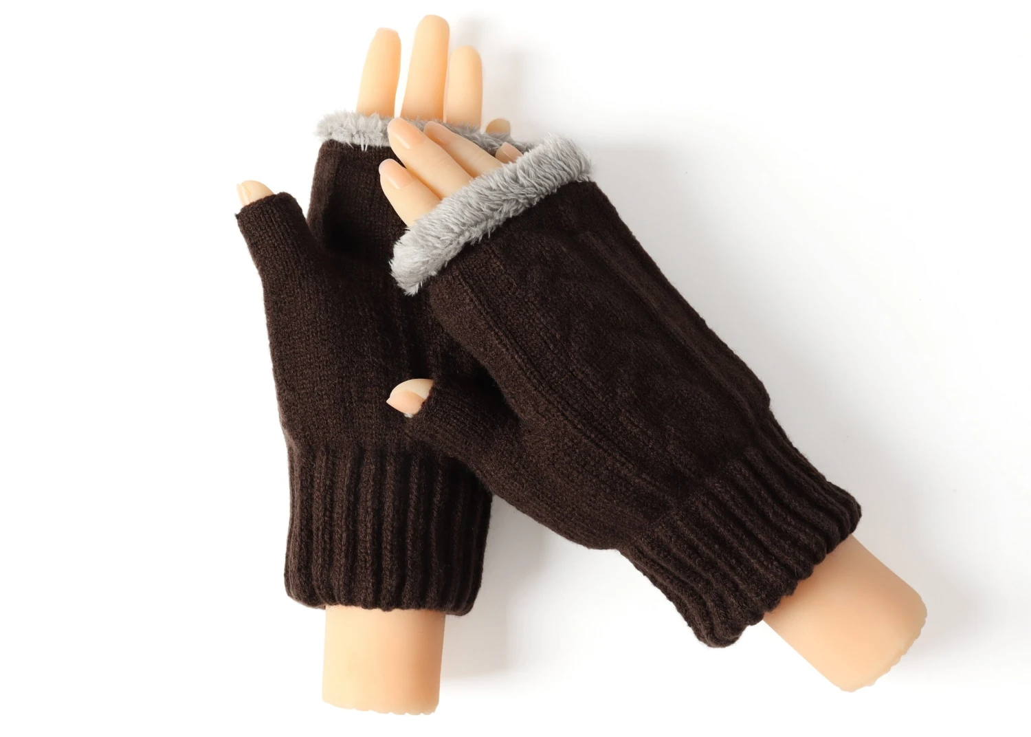 Fingerless Double-layer Ultra Plush Knit Gloves Typing Mittens 16 Fingerless Double-layer Ultra Plush Knit Gloves Typing Mittens - Image 14