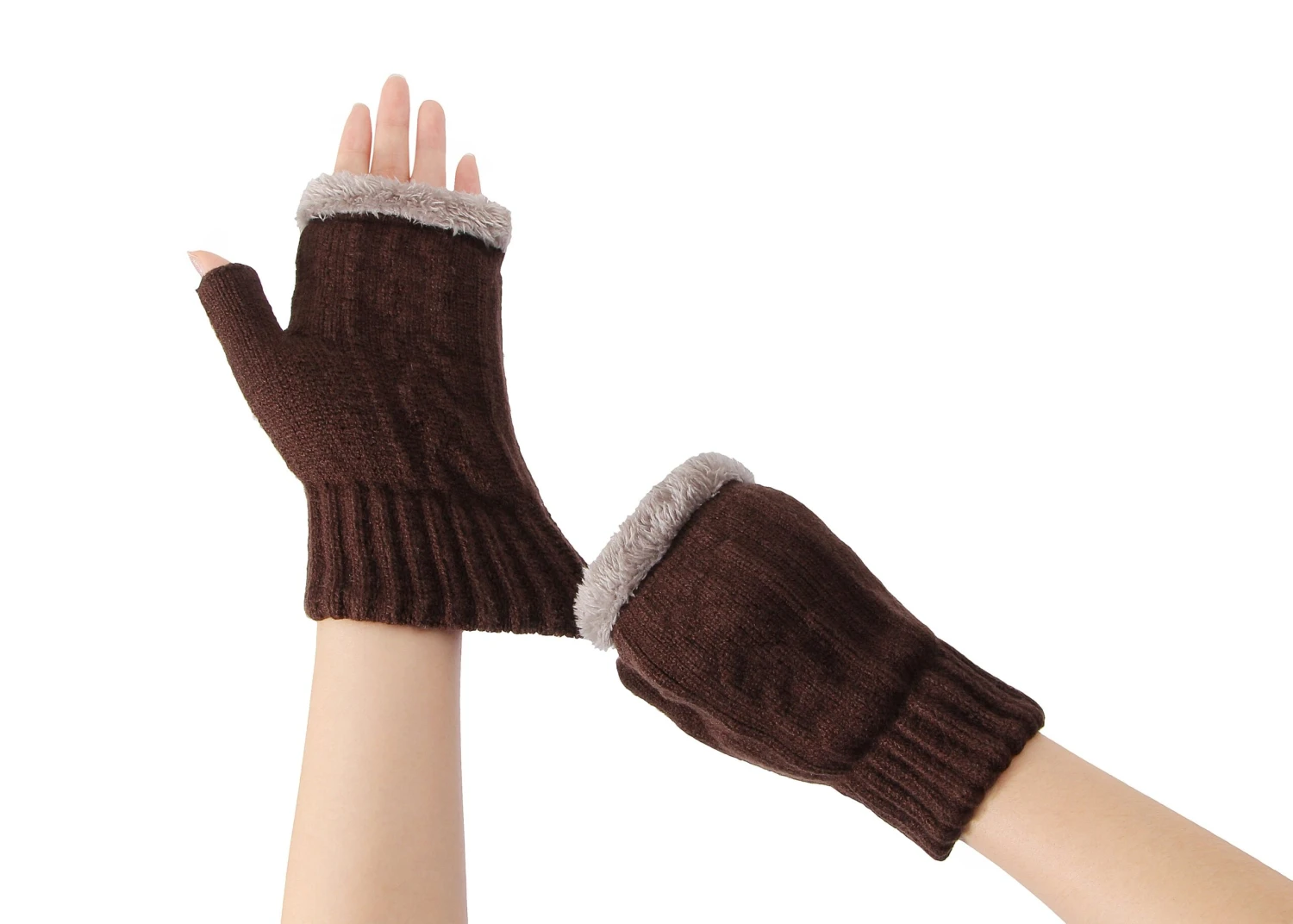 Fingerless Double-layer Ultra Plush Knit Gloves Typing Mittens 17 Fingerless Double-layer Ultra Plush Knit Gloves Typing Mittens - Image 15