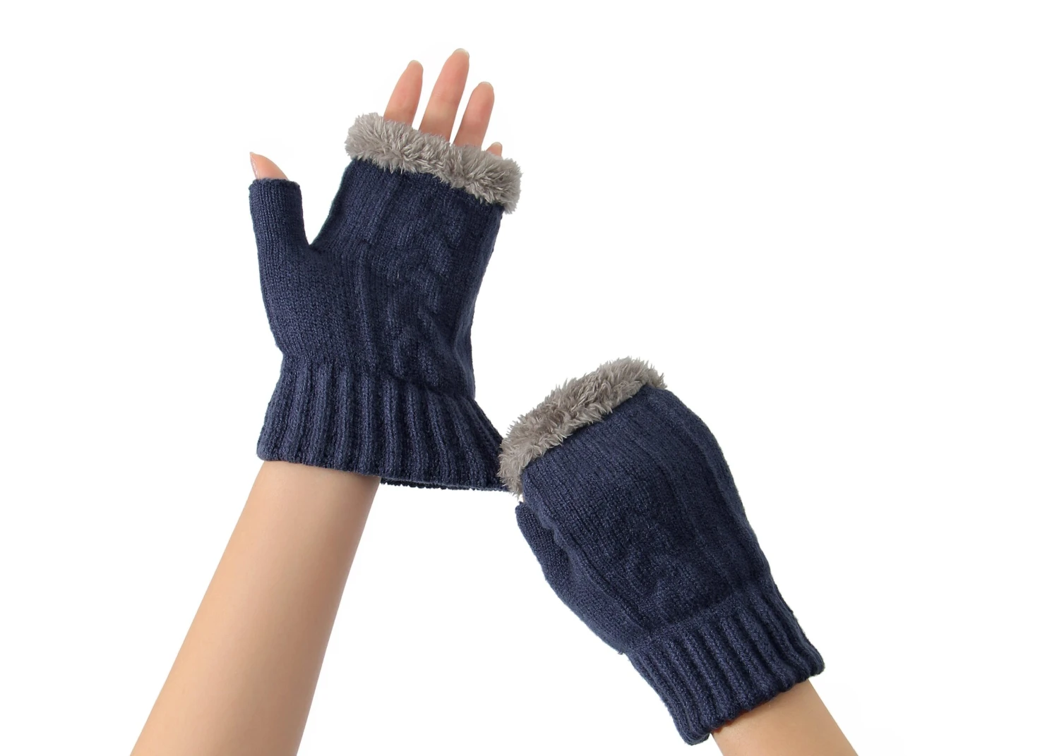 Fingerless Double-layer Ultra Plush Knit Gloves Typing Mittens 22 Fingerless Double-layer Ultra Plush Knit Gloves Typing Mittens - Image 20