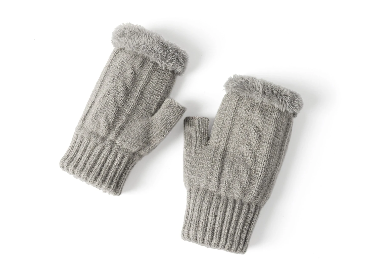 Fingerless Double-layer Ultra Plush Knit Gloves Typing Mittens 7 Fingerless Double-layer Ultra Plush Knit Gloves Typing Mittens - Image 5