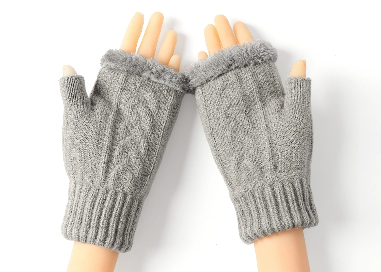 Fingerless Double-layer Ultra Plush Knit Gloves Typing Mittens 9 Fingerless Double-layer Ultra Plush Knit Gloves Typing Mittens - Image 7
