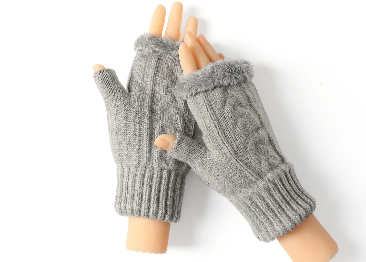 Fingerless Double-layer Ultra Plush Knit Gloves Typing Mittens 10 Fingerless Double-layer Ultra Plush Knit Gloves Typing Mittens - Image 8