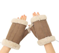 Fluffy Fingerless Sheepskin Wool Mittens -Shoe Store gloves fluffy fingerless sheepskin wool mittens 7