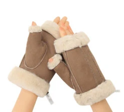 Fluffy Fingerless Sheepskin Wool Mittens -Shoe Store gloves fluffy fingerless sheepskin wool mittens 9