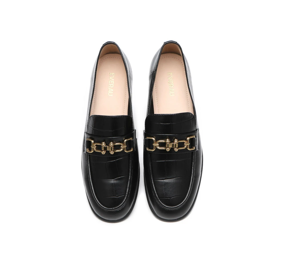 Embossed Leather Loafer Low Block Heels Women Katia 15 Embossed Leather Loafer Low Block Heels Women Katia - Image 13