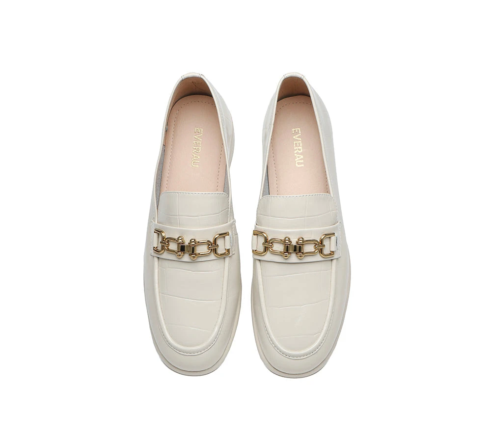 Embossed Leather Loafer Low Block Heels Women Katia 9 Embossed Leather Loafer Low Block Heels Women Katia - Image 7