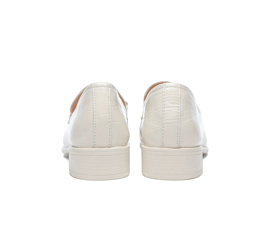 Embossed Leather Loafer Low Block Heels Women Katia 10 Embossed Leather Loafer Low Block Heels Women Katia - Image 8