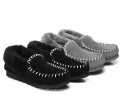 UGG Kids Loafers Sheepskin Wool Ankle Slippers Popo Moccasins
