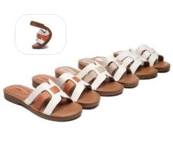 Shoe Store 7 Women Leather Woven Ultra Soft Flats Slides