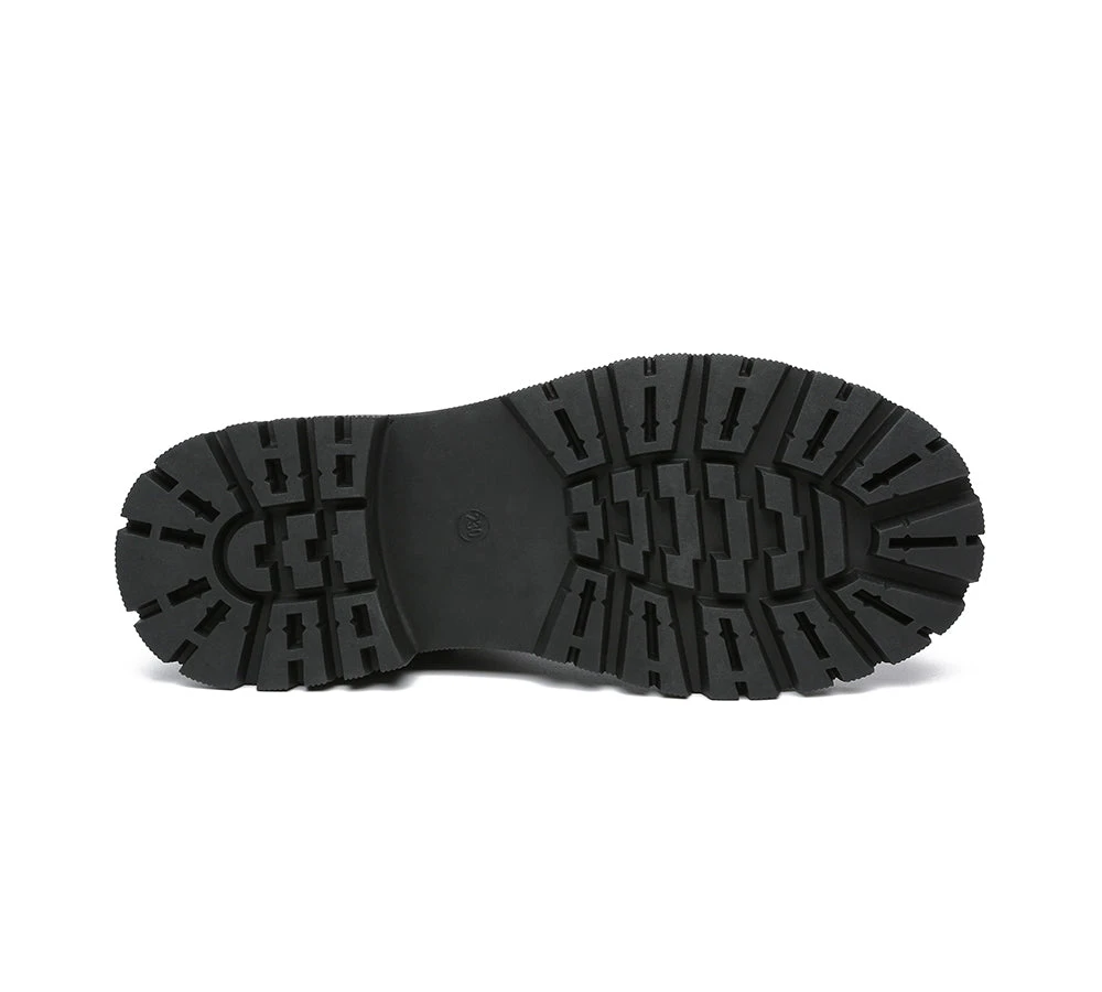 Women Boots Chunky Black Leather Lace Up Boots Cecilia 8 Women Boots Chunky Black Leather Lace Up Boots Cecilia - Image 6