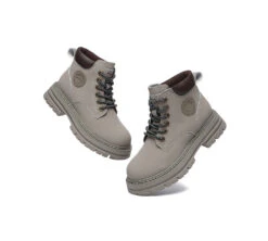 Women Chunky Boots Premium Leather Lace Up Boots Stephanie -Shoe Store leather boots chunky boots lace up women stephanie 15