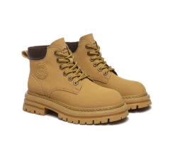 Women Chunky Boots Premium Leather Lace Up Boots Stephanie -Shoe Store leather boots chunky boots lace up women stephanie 18